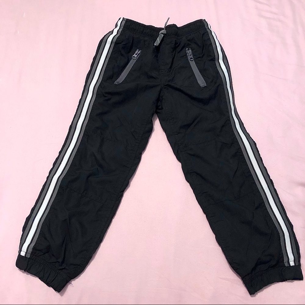 Athletic Works Black Track Pants with Sporty Stripe Accent Drawstring Waist